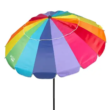 Aktive 195 Cm Antivition Beach With Inclinable Mast And Uv50 Protection Beach Umbrella Refurbished