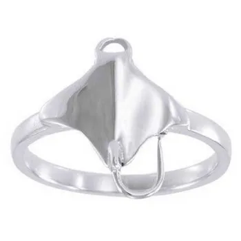 Dive Silver Manta Ray Ring Argenté 6
