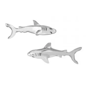 Dive Silver Medium Shark Earrings Argenté