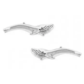 Dive Silver Small Humpback Whale Earrings Argenté