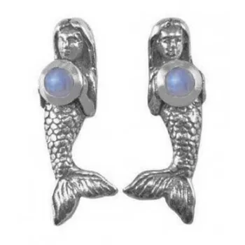 Dive Silver Small Mermaid With Moonstone Earrings Argenté