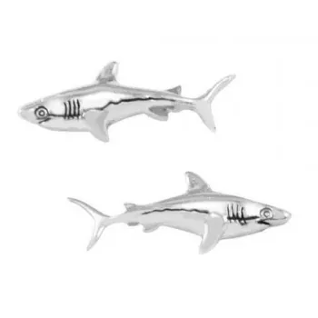 Dive Silver Small Shark Earrings Argenté