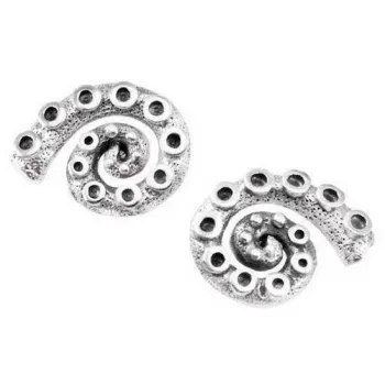 Dive Silver Small Spiral Octopus Tentacle Earrings Argenté