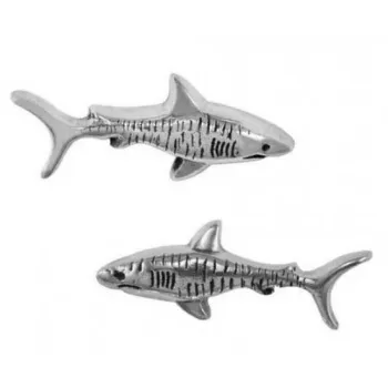 Dive Silver Small Tiger Shark Earrings Argenté