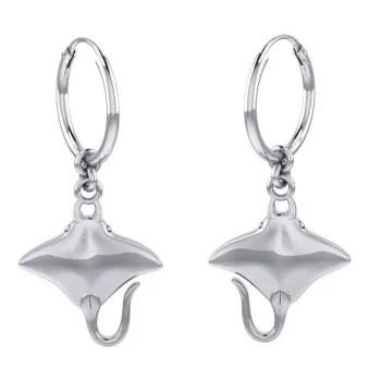 Dive Silver Stingray Hoop Earrings Argenté