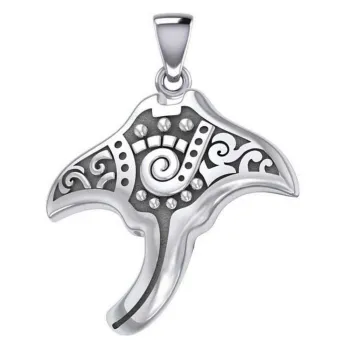 Dive Silver Tpd5394 Aboriginal Manta Ray Pendant