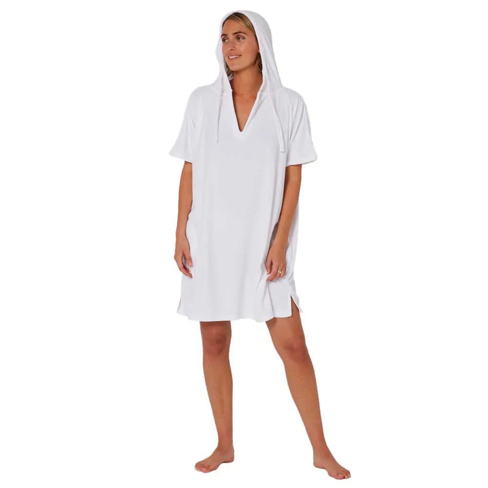 Ocean & Earth V Neck Hooded Poncho Blanc L-XL