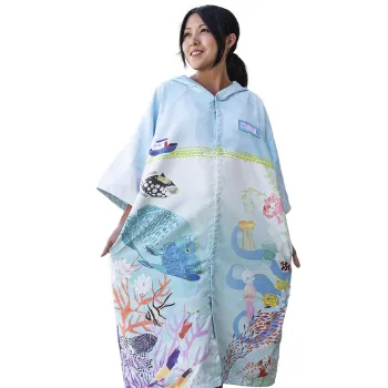Oceanarium Napoleon Poncho With Clips Bleu