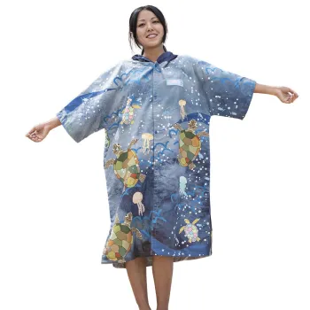 Oceanarium Turtle Poncho With Clips Bleu
