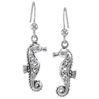 Scuba Gifts Long Celtic Seahorse Earrings Argenté