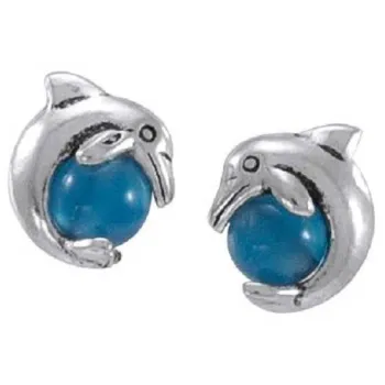 Scuba Gifts Small Dolphins With Ball Earrings Bleu,Argenté