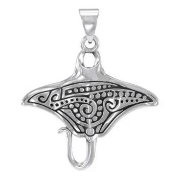 Scuba Gifts Aboriginal Manta Ray Pendant Argenté