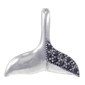 Scuba Gifts Marcasite Whale Tail Pendant Argenté